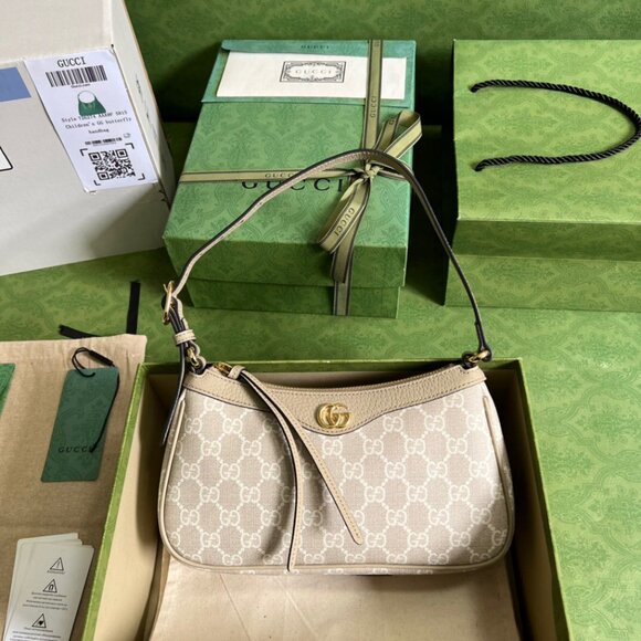 Gucci Ophidia small shoulder bag beige and white - Picture 1 of 8